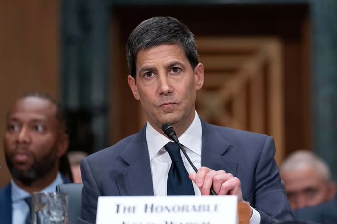 A man in a dark suit sits at a congressional hearing with a nameplate reading "The Honorable Neal Katyal," testifying before a microphone in a formal government chamber.

The image does not appear to relate to the post's content about cooler-than-expected US CPI data and bullish crypto market momentum.