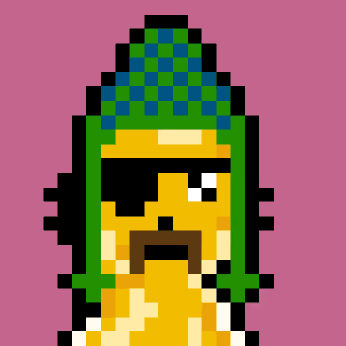 A pixel art illustration of a yellow cat wearing a green checkered beanie hat and black eye patch is shown, matching the "Mewron Cats" NFT collection being promoted for their upcoming mint on Robinhood and OpenSea.