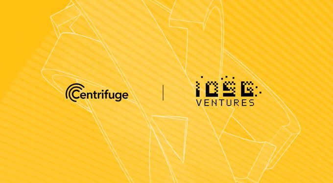 The image features a yellow background with black text that reads "Centrifuge IOSG Ventures" and "Strong signal from IOSG. They just added to their position in @centrifuge on the open market - 5 years after leading the initial investment". The image also includes a logo for Centrifuge, which is a yellow circle with a black line through it.