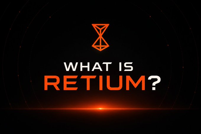 A graphic with a black background features an orange geometric logo above the text "WHAT IS RETIUM?" with a glowing orange light effect at the bottom.