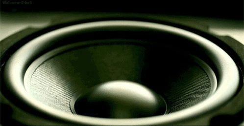 urn of black speakers with a silver rim, viewed from below and slightly to the left.