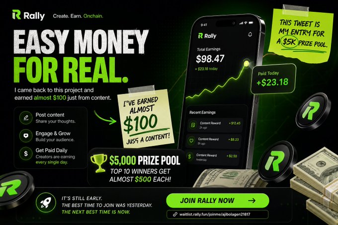The image shows a mobile phone with a green screen displaying an advertisement for the cryptocurrency Ripple, featuring various icons such as Bitcoin coins, money, or dollar signs, depending on its interpretation of these symbols. The scene appears to be a discussion about joining a prize pool of $100. It is possible that the person who posted this image wants users to join and participate in the offer, creating an interesting and eye-catching post to grab attention and promote a digital asset like Ripple.