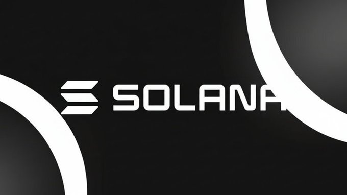 The image features the Solana logo and the word "SOLANA" prominently displayed in white against a black background. It serves as a branding visual for the post's giveaway, reinforcing the promotion of $SOL to participants.