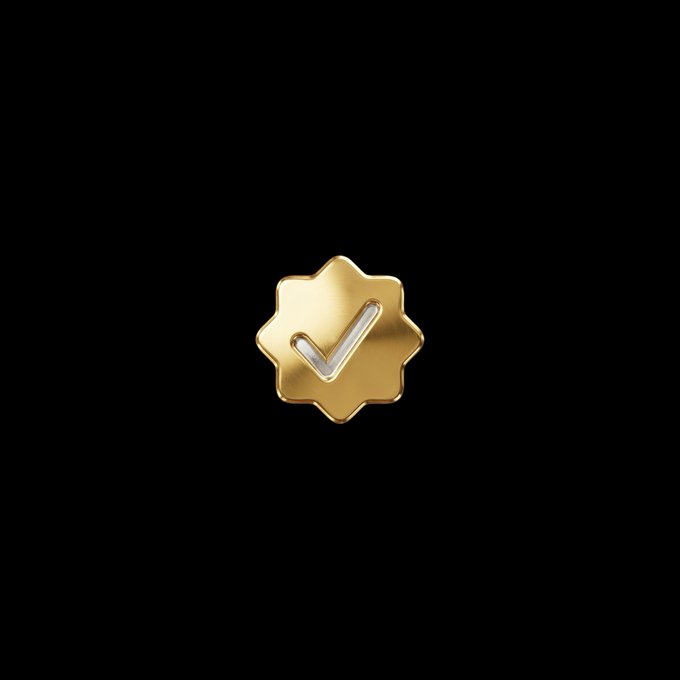 A gold verification checkmark badge centered on a black background.
