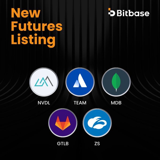 Bitbase announces a new futures listing featuring five cryptocurrency tokens—NVDL, TEAM, MDB, GTLB, and ZS—with trading opening at 08:00 am UTC on September 4, 2026.