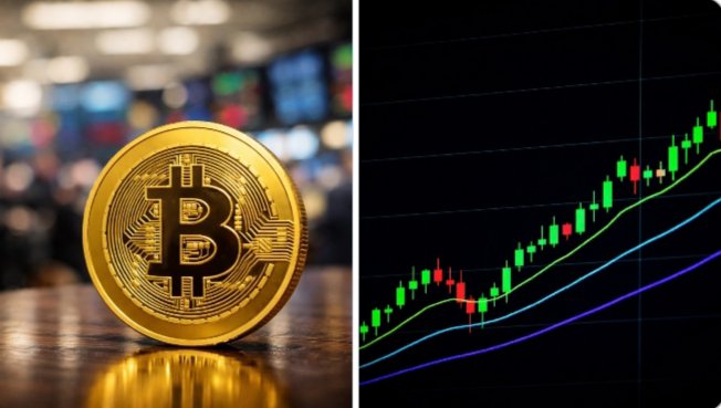 A Bitcoin coin is shown next to a candlestick chart displaying an upward trend, visually representing the reported surge in Bitcoin ETF demand. The infographic indicates a strong recovery in institutional interest, with Bitcoin ETFs experiencing a six-day streak of net inflows totaling $930 million.