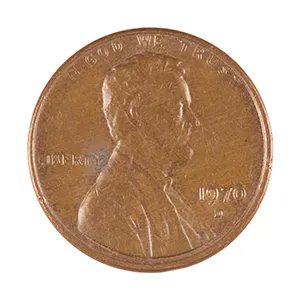 A close-up image of a 1970 Lincoln penny showing the obverse (heads) side with Abraham Lincoln's profile and the inscriptions 'IN GOD WE TRUST,' 'LIBERTY,' and '1970.'