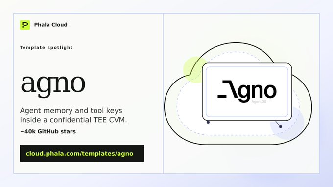 The image shows a white postcard with some text on it that describes the Agno framework for multi-agent systems, including details about its functionality for cloud environments and running it from Phala Cloud. The postcard also includes an illustration of a cloud in the background, which adds a visual context to the content.