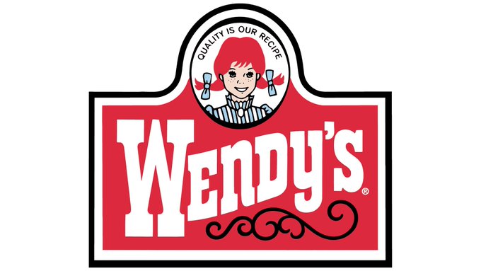 The image shows the Wendy's logo featuring the iconic red-haired girl mascot with the slogan "QUALITY IS OUR RECIPE" and the stylized "Wendy's" brand name. The logo accompanies a social media post suggesting $WEN could be the next meme stock short squeeze candidate, drawing parallels between Wendy's and GameStop ($GME) as a potential retail trading opportunity.