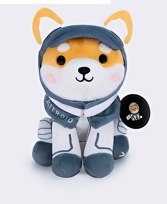 The image features a stuffed animal toy dressed up as an astronaut wearing a blue helmet with goggles and a white shirt. The toy has a black tag attached to its ear that says "Asteroid" along with a small black circle on the bottom right corner of the image. The text in the image reads, "NOT EVERY MEME HAD A STORY. Asteroid does. In April, Elon confirmed Asteroid as the SpaceX mascot."