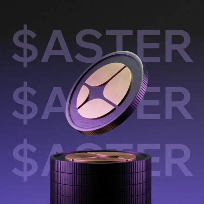 A 3D-rendered ASTER cryptocurrency coin hovers above a stacked column of identical coins against a dark purple background, with the text "$ASTER" faintly repeated in the backdrop. The image visually reinforces the post's message about looking beyond the surface of the $ASTER token, symbolizing how the hovering coin represents the "hidden layer" that becomes visible only when you dig beneath what's initially presented.