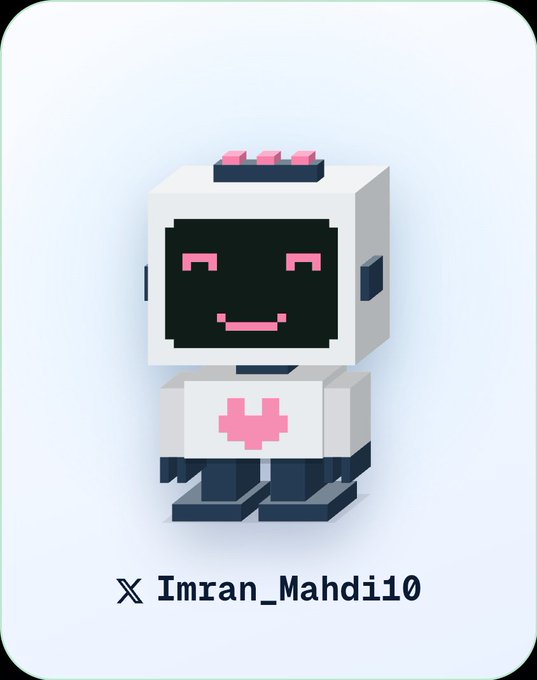 A profile picture of a pixel art robot character with pink accents, featuring the handle "Imran_Mahdi10".