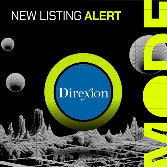The image shows a black background with various graphics, including a blue circle containing the words "Direxon" in white letters below it, and text that reads "New listing alert". There are several circles or balls in the scene that appear to be space images, potentially representing planets, stars, or other celestial bodies. The overall theme of the image is related to space, but not directly to the topic at hand which is about trading companies and their stock performances.