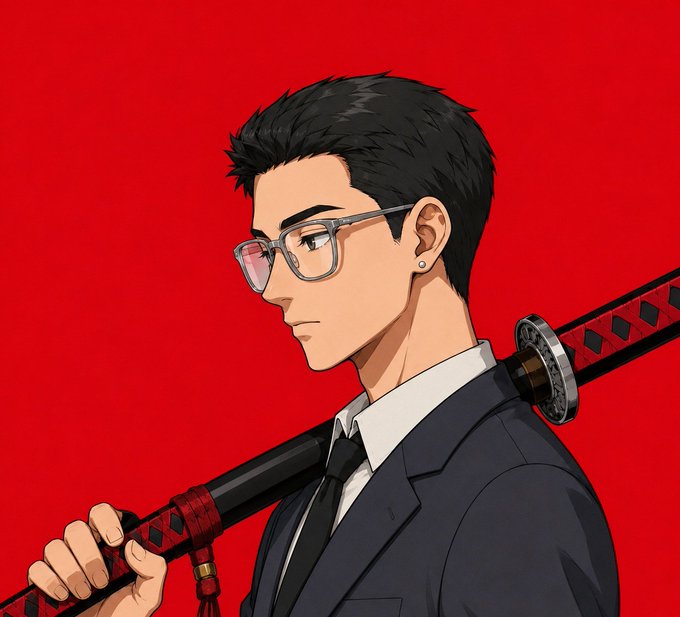 The image features a man dressed in a suit holding a sword with both hands while wearing glasses. The background of the image is red, which complements the man's attire. The caption reads "Good morning CT, The best products are the ones that make everyday actions feel effortless," and it also mentions "@XOOBNetwork for smooth payments" and "@TermMaxFi for utility." This suggests that the image might be related to a post about digital finance or a discussion on the evolution of financial tools.
