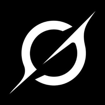 The image shows a stylized white circular logo with a diagonal slash or arrow piercing through it, set against a black background. The design resembles a lightning bolt cutting through a ring, evoking themes of speed, energy, and disruption—fitting for a post announcing Grok's integration into X Money alongside a #Dogecoin reference.