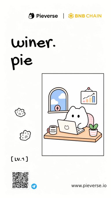 The image features a cartoon cat sitting at a desk with a laptop computer, which appears to be a drawing or illustration of the cat. The text "winer.pie" is written above the cat, while "winer.pie" is below it. There are also some small icons in the bottom left corner and right side of the image that could be related to the post's content.