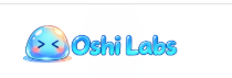 A logo reading 'Oshi Labs' next to a small pastel blob character with a cute face, displayed on a white background.
