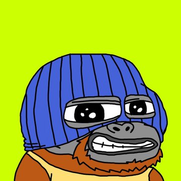 A cartoon gorilla wearing a blue knit beanie against a bright green background serves as the profile picture (PFP) NFT for the HoodTangs collection being given away. The giveaway offers 10 GTD spots for 1,000 PFP 1/1 NFTs on the Robinhood chain, with entries requiring follows, likes, retweets, and tagged friends within 48 hours.