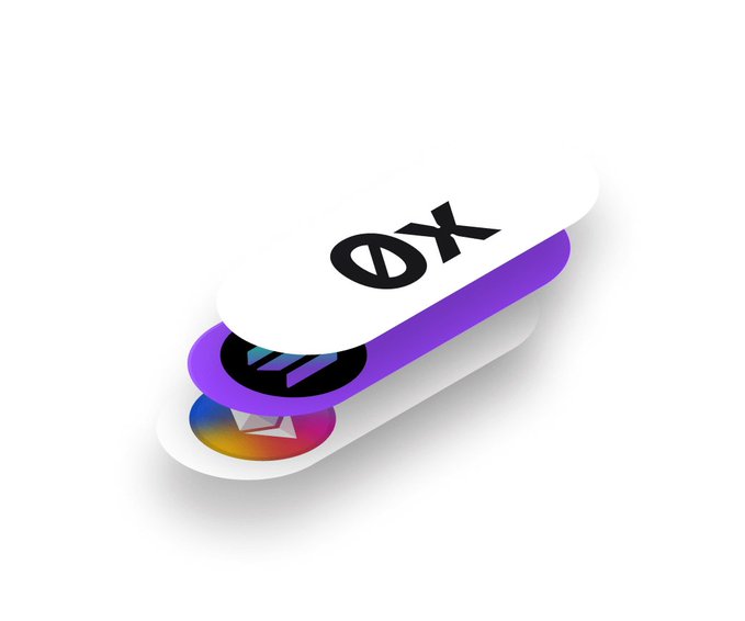 A 3D rendering of stacked app icons including a white 'OX' logo, a purple Sol icon, a black Phantom (Solana) icon, and a colorful star icon.