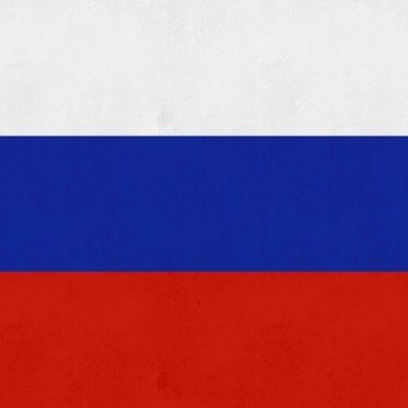A textured grunge-style flag image displays three horizontal stripes: white on top, blue in the middle, and red on the bottom, resembling the Russian flag.