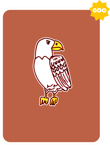 An illustrated playing card design featuring a brown and white eagle on a brown background, marked '500' in the top right corner.
