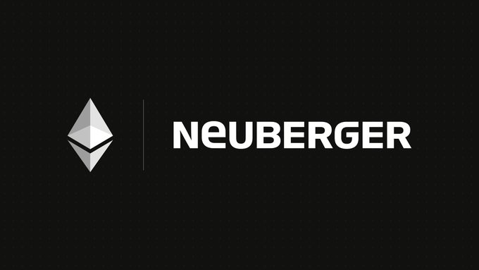 The image shows the Neuberger logo and the name “NEUBERGER” in white on a black background. It relates to Neuberger Berman partnering with Securitize to launch a tokenized fixed-income fund on Ethereum offering actively managed credit strategies.