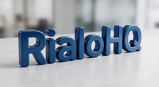 The image features the stylized text "RialoHQ" rendered in bold, glossy blue 3D letters on a light surface. The branding reinforces the post's focus on Rialo, whose innovative approach bridges Web2 and Web3 through native connectivity and reactive transactions.
