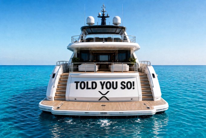 A large luxury yacht floats on clear blue water, displaying the text "TOLD YOU SO!" on its stern with the X logo below.