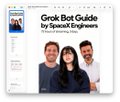 A book cover titled 'Grok Bot Guide by Spock Engineers' showing two people and a robot illustration.