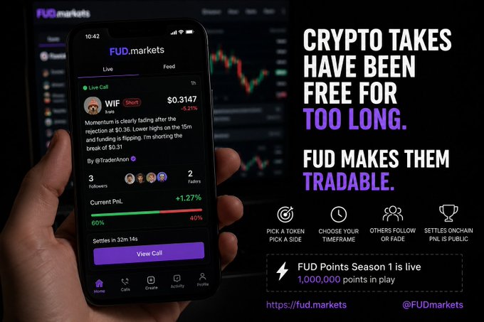 The image features a person holding up their phone with a screen shot showing a crypto app's live trading dashboard, which seems to be part of a social media post or online article about cryptocurrency trading. The text displayed within the app's interface appears to focus on the weird thing about crypto and how it affects people in various ways - some people have opinions while others do not. It also highlights how almost everyone has a position in crypto but few seem to have an actual trade going, as indicated by the fact that most trading is happening when the user is actively viewing the app's interface or screen shot.
