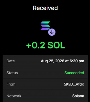 A mobile wallet screenshot confirms a successful receipt of +0.2 SOL from address "5KvD...AfdK" on the Solana network at 6:30 pm on Aug 25, 2026, visually verifying the 0.2 SOL transaction used to purchase 6 million $BULLPURR tokens as advertised in the post.