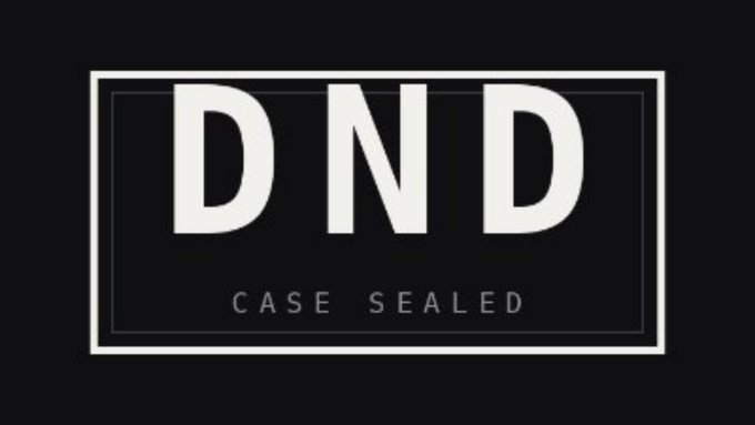 A black graphic with white text reading 'DND' in large letters and 'CASE SEALED' below it, framed by a thin white border.