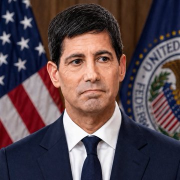 The image shows a man in a dark suit and navy tie, standing in front of an American flag and a "United States Federal Reserve" seal. The post, which is in Turkish and translates to "After the announced employment data, the possibility of the FED raising interest rates at the next meeting has decreased," connects to the Federal Reserve seal behind him, indicating he likely represents the Fed in a discussion about U.S. monetary policy.