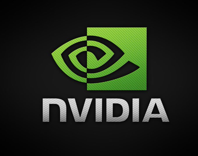 The green and silver NVIDIA logo displayed on a black background.