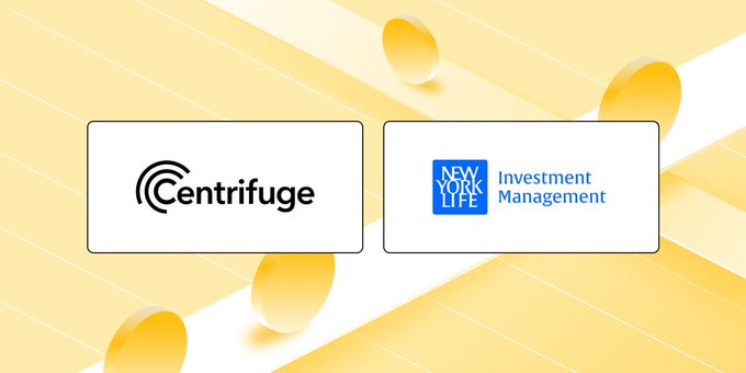 Graphic displaying logos for 'Centrifuge' and 'New York Life Investment Management' on a yellow background.