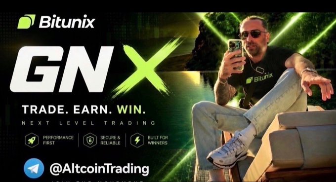 A promotional banner for Bitunix features a casually dressed man holding up his phone alongside bold "GN" lettering and the tagline "TRADE. EARN. WIN. NEXT LEVEL TRADING," with key features listed as "Performance First," "Secure & Reliable," and "Built for Winners," tagged @AltcoinTrading. The image visually reinforces the post's message of anticipation and trader resilience ahead of the FOMC announcement, embodying the "Bitunix Fam" mentality of staying steady through market fear and greed.