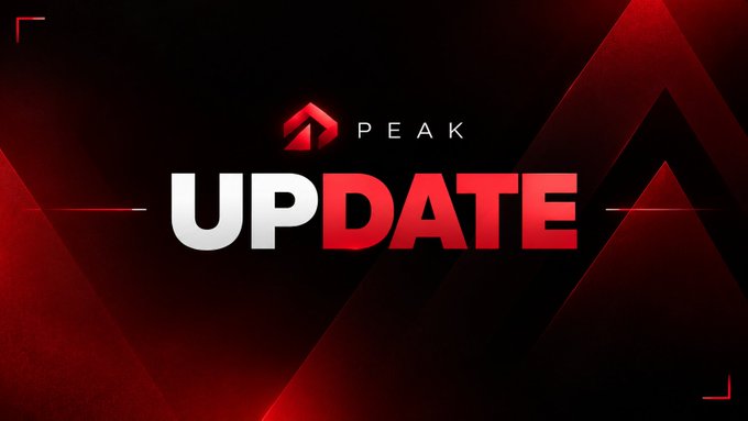 A red and black graphic with the text 'PEAK UPDATE' featuring a stylized upward arrow logo.
