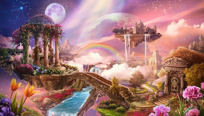 The image features a fantastical scene with a castle, bridge, and other elements of a fairy tale setting. The castle has multiple towers and a moat surrounding it, while the bridge spans across a river below. The sky above is filled with stars, creating an enchanting atmosphere. In addition to these architectural marvels, there are flowers scattered throughout the scene, adding a touch of nature's beauty to the overall composition.

The image also contains text that reads "Every major technology shift needed a way to distribute resources efficiently." This phrase could be interpreted as a metaphor for the need for efficient distribution and utilization of computing power in the context of cloud computing or other technological advancements. The connection between the fairy tale setting and the modern world highlights the importance of resource management and accessibility, whether it's in the form of architectural structures or digital infrastructure.