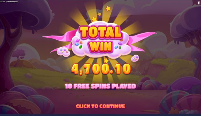 The image shows a colorful "TOTAL WIN" notification screen from a slot game displaying a 4,700.10 payout after 10 free spins played, suggesting the person is celebrating a big win before sharing their Solana wallet address for tips.