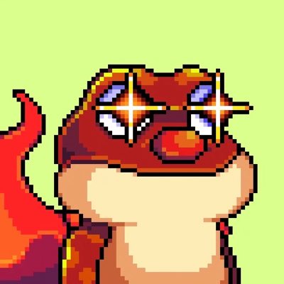 A pixel art illustration shows a red, mask-wearing character with star-shaped glasses and a flowing red cape against a light green background.