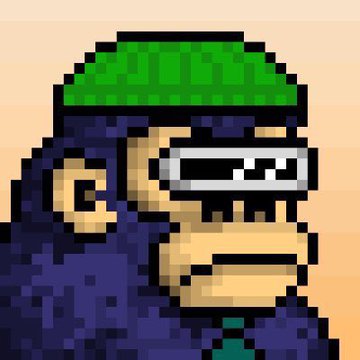 A pixel art character with a green bandana, futuristic visor, and dark purple clothing, resembling a character from the game Metal Slug.