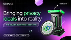 A promotional banner for EXOLIX crypto exchange featuring a 'SELDEX Ecosystem Deep Dive' event scheduled for July 31 at 13:00 UTC.