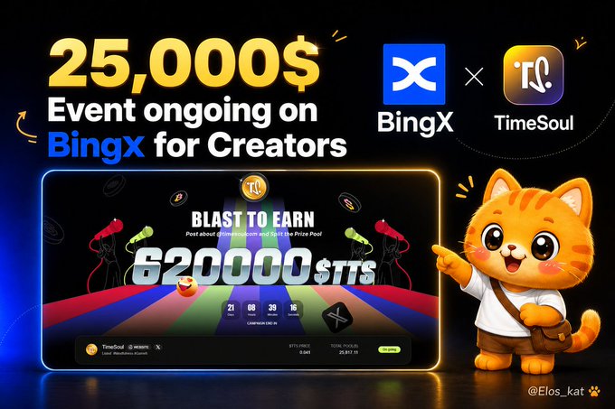 The image features an advertisement for a mindfulness x web3 app, which offers a 25,000 dollar reward pool for creators. The app is designed to help users build better mental health by providing them with various tools and resources related to mindfulness practices. The cat in the image appears to be promoting this app, as it is standing next to a computer screen displaying the app's details.