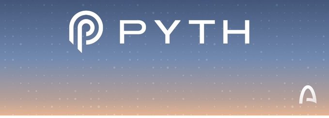 The Pyth Network logo is displayed with the text 'PYTH' on a gradient blue and peach background.