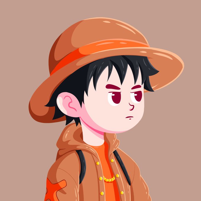 A cartoon illustration of a young anime-style character wearing an orange wide-brimmed hat and jacket with a gold chain, giving an unimpressed expression.