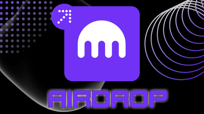 The image features a purple square graphic with three dots, accompanied by a white line representing an upward-pointing arrow. The text "AIRDROP" is written in purple just below this graphic. A caption below the graphic states that the "Airdrop" platform offers both "prints" and "INK rewards", allowing users to print up to $1000+ every week, even during a bear market. Another caption reveals that the platform has already raised up to $500M in INK points waiting for you, and plans to launch an airdrop soon.