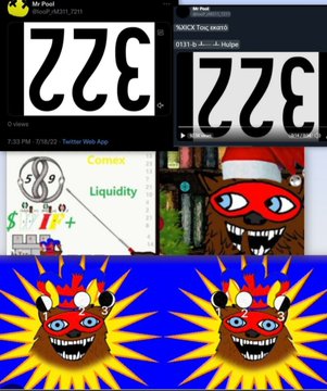 A collage featuring the prominent number "223" displayed twice, alongside images of a Cheshire Cat–like character and two grinning furry faces, accompanies a post explaining the Saros cycle of 223 synodic months, connecting the August 1, 2008 total eclipse to a future eclipse.