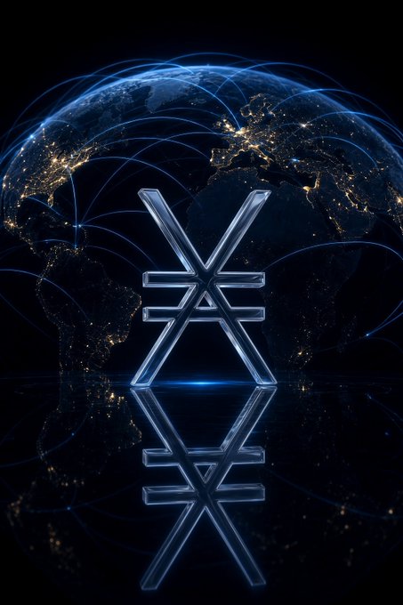 A digital graphic featuring a metallic X-shaped symbol against a backdrop of the Earth illuminated at night with glowing blue network lines.
