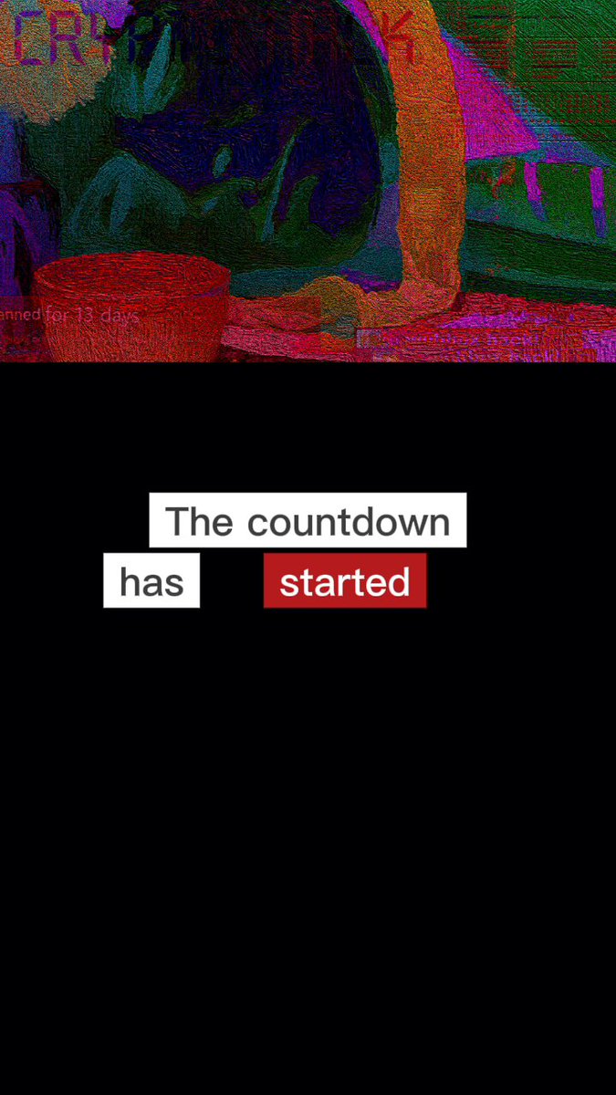 The image shows a black background with white text that reads "THE Countdown has started" followed by an explanation of what happened during the countdown. The caption also includes the names of some people involved, such as @manifoldxyz and @wat.