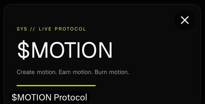 $MOTION Live Protocol landing page with the tagline "Create motion. Earn motion. Burn motion."